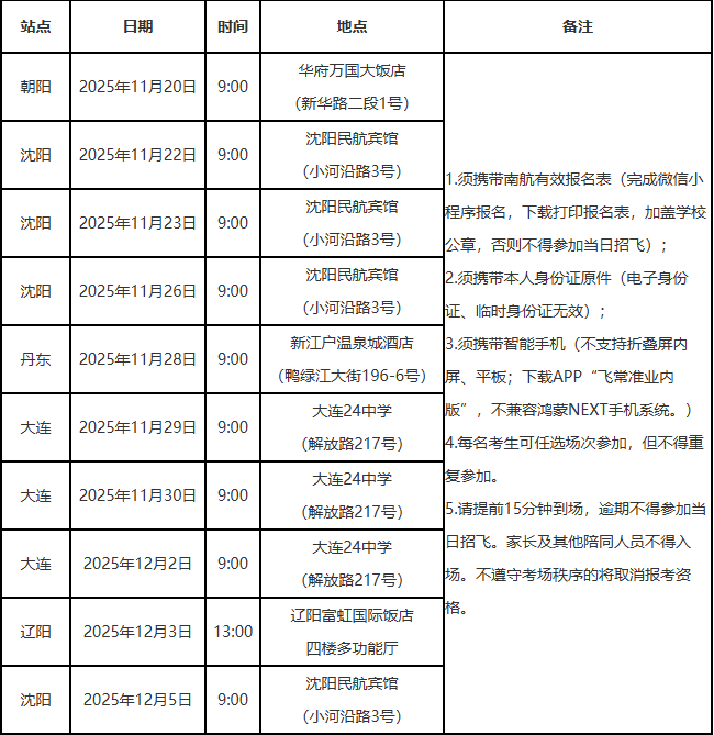 北京航空航天大学2026年度在辽宁省招收飞行技术专业学生的工作安排